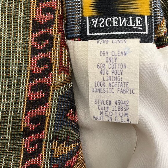 Ascente Sport Blazer Women Medium Red Green Tapestry‎ Aztec Southwestern USA VTG - Picture 8 of 13